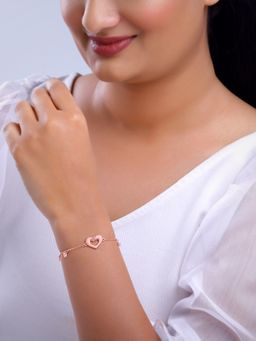 GIVA - 925 Silver Women Rose Gold Plated Love Knot Adjustable Bracelet