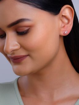 GIVA - 925 Silver Women Rose Gold Plated Heart Stud Earrings