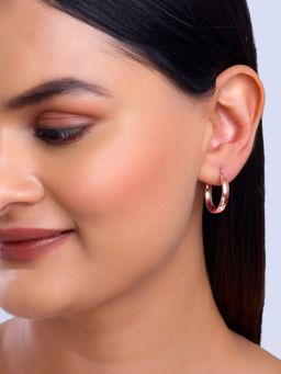 GIVA - 925 Silver Women Circular Rose Gold Plated Hoop Earrings
