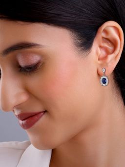 GIVA - 925 Silver Women Blue Floret Drop Earrings