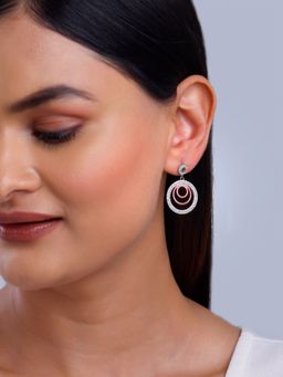 GIVA - 925 Silver Women Dual Tone Luna Halo Drop Earrings