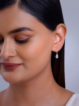 GIVA - 925 Silver Women Gleaming Pink Drop Earrings