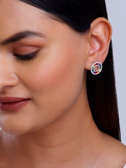 GIVA - 925 Silver Women Orb Of Grace Multi-Color Stud Earrings
