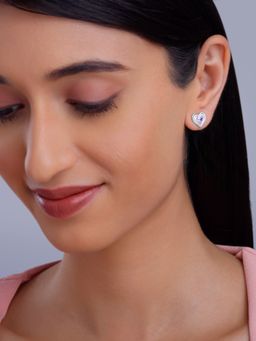 GIVA - 925 Silver Women Echo Of Love Purple Stone Stud Earrings