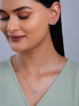 GIVA - 925 Silver Women Ombre Pink Heart Jewellery Set