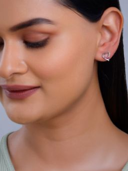 GIVA - 925 Silver Women Pink Ombre Heart Stud Earrings