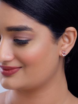 GIVA - 925 Silver Women Rose Gold Plated Cherished Sparkle Stud Earrings
