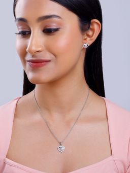 GIVA - 925 Silver Women Lovelight Pink Stone Jewellery Set