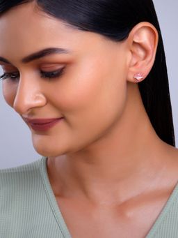 GIVA - 925 Silver Women Rose Gold Plated Pink Heartlet Glow Stud Earrings