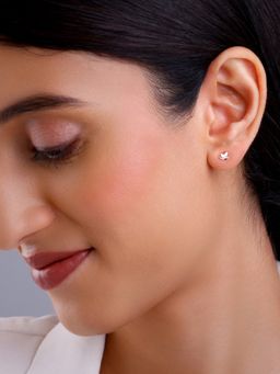 GIVA - 925 Silver Women Rose Gold Plated Locket Love Stud Earrings