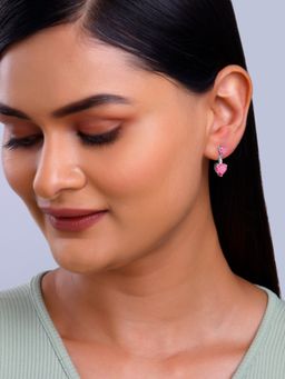 GIVA - 925 Silver Women Pink Her Love Drop Earrings