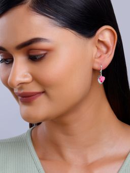 GIVA - 925 Silver Women Pink Love Me Drop Earrings