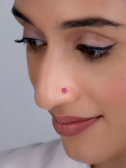 GIVA - 925 Silver Women Pretty Pink Flower Nose Pin