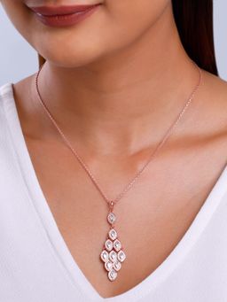 GIVA - 925 Silver Women Peafowl Feather Rose Gold Plated Pendant Necklace