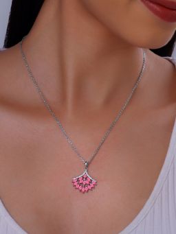 GIVA - 925 Silver Women Pink Floret Pendant Necklace
