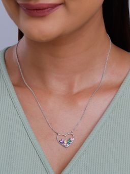 GIVA - 925 Silver Women Multi Stone Heart Necklace