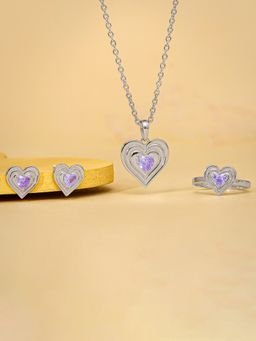 GIVA - 925 Silver Women Echo Of Love Purple Stone Jewellery Set