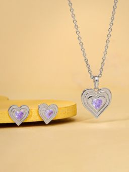 GIVA - 925 Silver Women Echo Of Love Purple Stone Jewellery Set