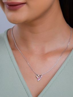 GIVA - 925 Silver Women Ombre Pink Heart Necklace