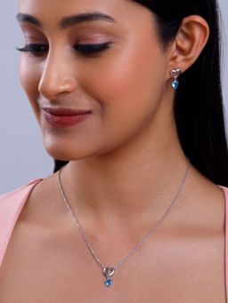 GIVA - 925 Silver Women Blue Adore Love Jewellery Set