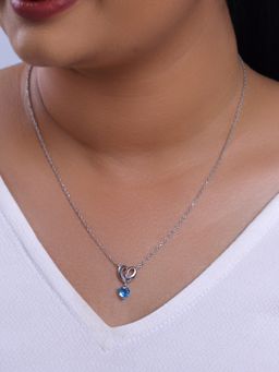 GIVA - 925 Silver Women Adore Love Blue Pendant Necklace