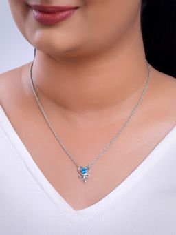 GIVA - 925 Silver Women Bonded Blue Hearts Necklace