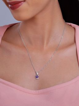 GIVA - 925 Silver Women Perennial Love Dark Purple Pendant Necklace