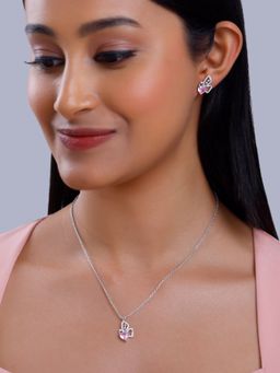 GIVA - 925 Silver Women Butterflies Pink Stone Desire Jewellery Set