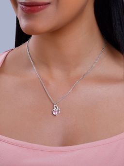GIVA - 925 Silver Women Butterflies Desire Pink Stone Pendant Necklace