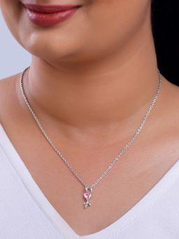 GIVA - 925 Silver Women Hearts In Bloom Pink Pendant Necklace