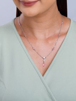 GIVA - 925 Silver Women Make Me Blush Pink Stone Necklace