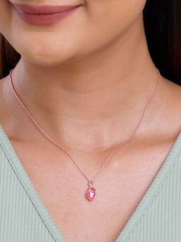 GIVA - 925 Silver Women Rose Gold Blush Pink Heart Pendant Necklace
