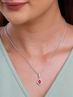 GIVA - 925 Silver Women Ruby Red Darling Teardrop Pendant Necklace