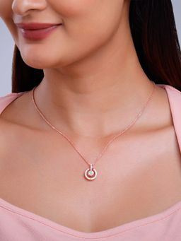 GIVA - 925 Silver Women Rose Gold Plated Sparkling Circle Pendant Necklace