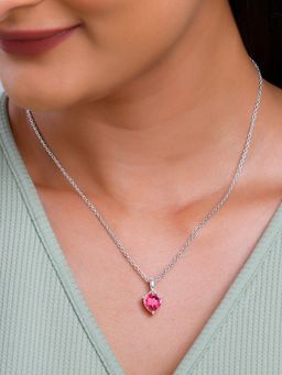 GIVA - 925 Silver Women Love Me Pink Stone Pendant Necklace