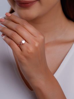 GIVA - 925 Silver Women Rose Gold Plated Pure Grace Adjustable Ring