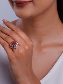 GIVA - 925 Silver Women Be Graceful Pink Adjustable Ring