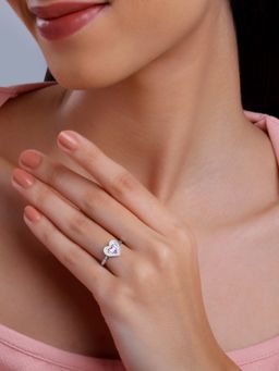 GIVA - 925 Silver Women Echo Of Love Purple Stone Adjustable Ring