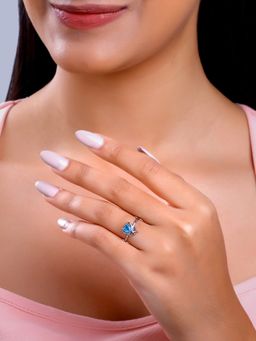 GIVA - 925 Silver Women Bonded Blue Hearts Adjustable Ring