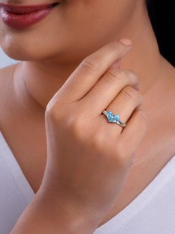 GIVA - 925 Silver Women Blue Love Adjustable Ring