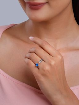 GIVA - 925 Silver Women Bright Blue Azure Adjustable Ring