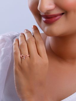 GIVA - 925 Silver Women Rose Gold Plated Infinity Heart Adjustable Ring