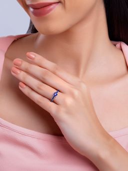 GIVA - 925 Silver Women Bluish Blue Fixed Size Ring