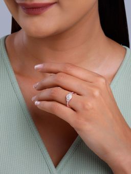 GIVA - 925 Silver Women Rose Gold Plated Sparkle-Filled Adjustable Ring