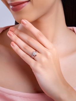 GIVA - 925 Silver Women Rose Gold Plated Flower Adjustable Ring