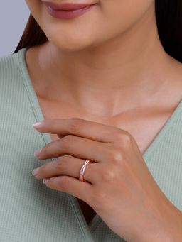 GIVA - 925 Silver Women Rose Gold Plated Sparkling Spiral Fixed Size Ring