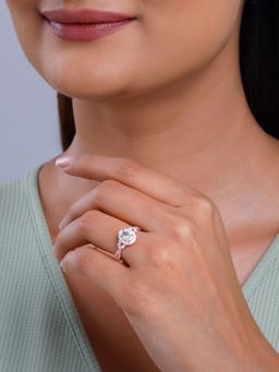 GIVA - 925 Silver Women Rose Gold Plated Wavy Oval Fixed Size Ring