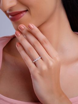 GIVA - 925 Silver Women Pink Steps Of Love Fixed Size Ring