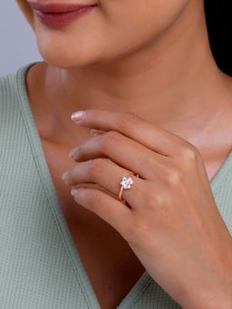 GIVA - 925 Silver Women Rose Gold Plated Divine Lotus Adjustable Ring