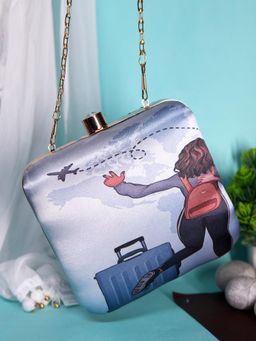 SWISNI - Purple Printed Digital Clutch Bag